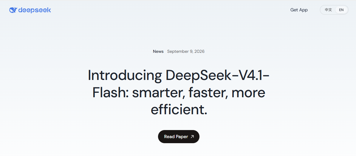 Historical DeepSeek V4.1 Flash announcement from September 10, 2026; DeepSeek later kept V4 Pro active